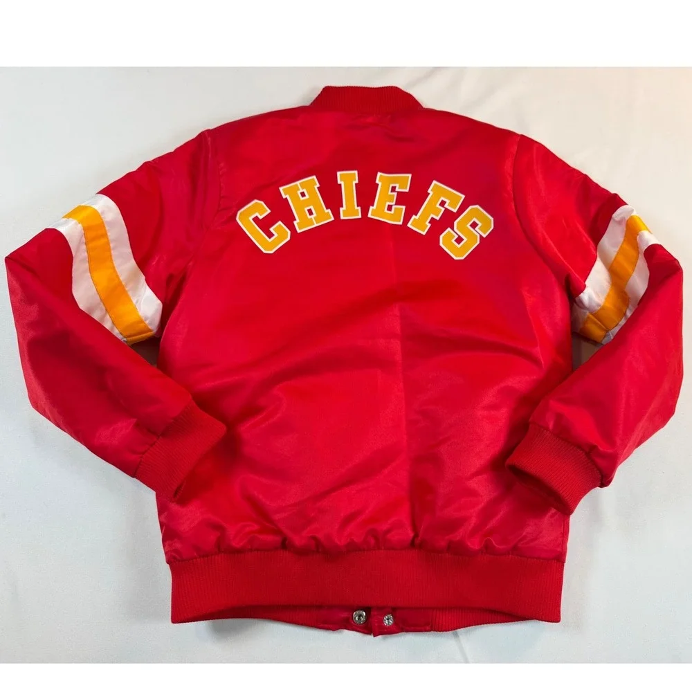 Ultra Game NFL Kansas City Chief Youth Red Vtg Style Varsity Bomber Jacket 10-12